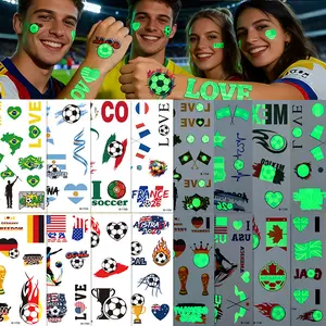TUSEASY 2026 World Cup Night Stickers for USA Canada Mexico Match Waterproof Flag Design 3D Temporary Makeup Face Stickers for Creating an Atmosphere Five-piece set