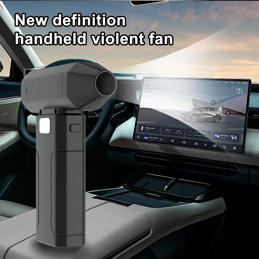 Portable Handheld Turbo Fan, Rechargeable High-speed Fan with LED Lighting, 100000 Rpm High-speed Fan, Adjustable 3-speed Car Wash Blower Air Cleaner