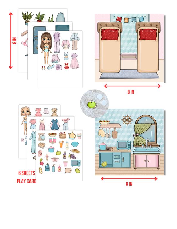 Sea House – Paper Dolls Activity Book (Velcro Dress-Up, 2 Dolls, Coastal Rooms) | Spring Acorn