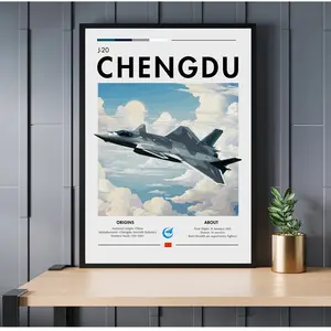 Chengdu J-20 Poster, Chinese Aviation Art, Stealth Fighter Jet, Military Aircraft Poster, Fifth-Generation Fighter Jet Wall Art
