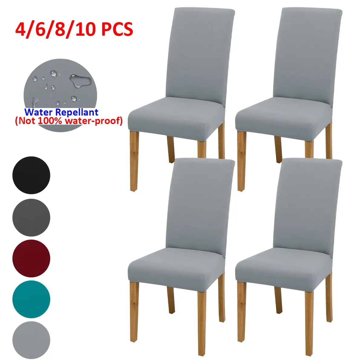 4 Piece Set Elastic Chair Covers, Durable Spill-Resistant Seat Protectors, Easy Installation, Home & Office Use, Multiple Colors Available, Stretch Chair Slipcovers