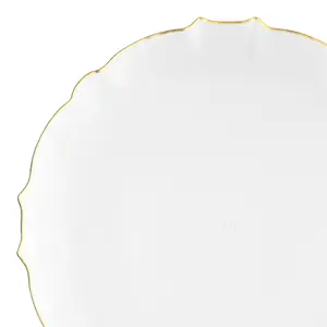 Clear with Gold Rim Round Lotus Plastic Dinner Plates (10.25")