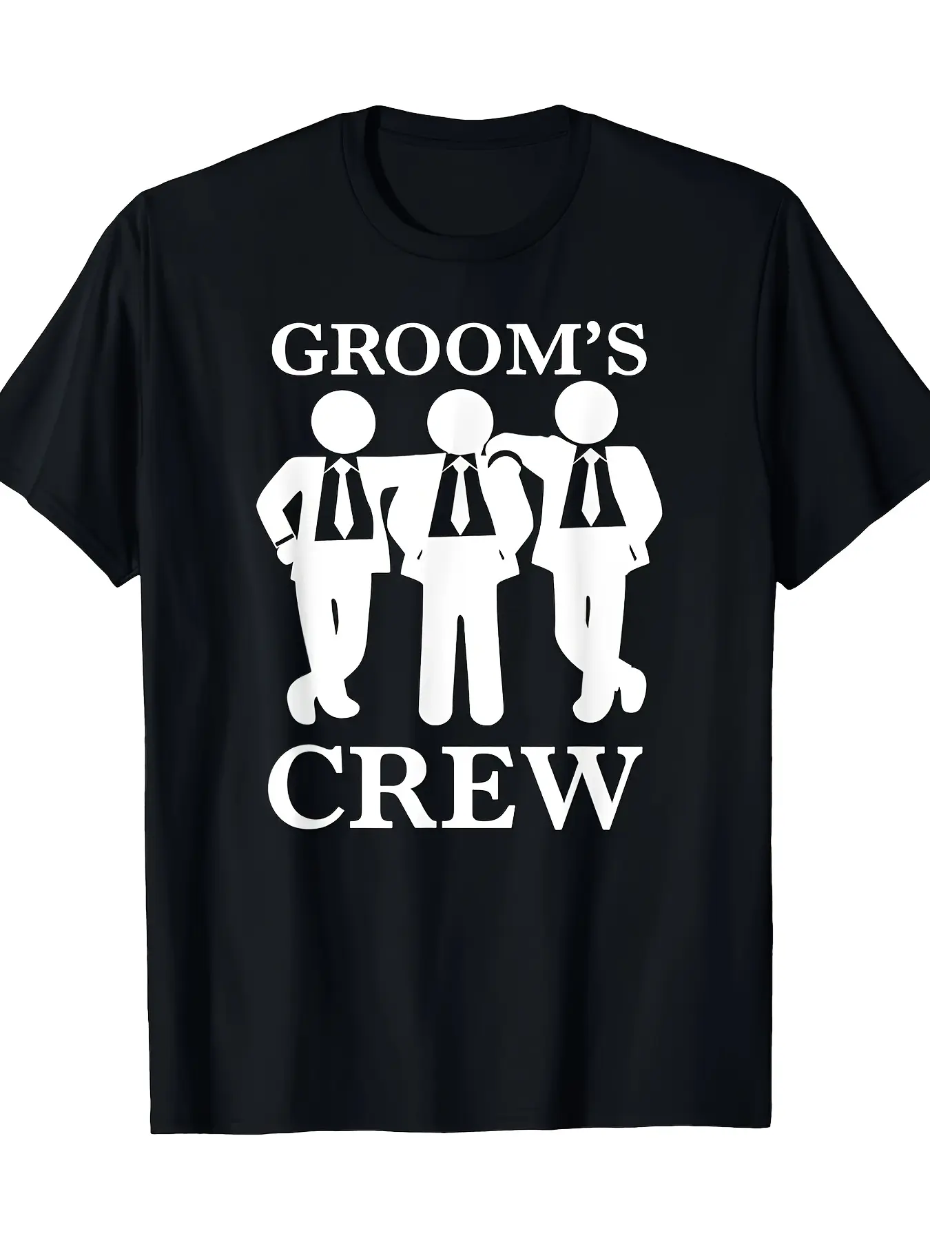 Men's _Groom's Crew_ T-Shirt, Casual Crew Neck Sho unisex soft cotton short sleeve t shirt, vintage graphic casual tee for men women teens, perfect birthday holiday gift for camping travel gym daily street casual wear