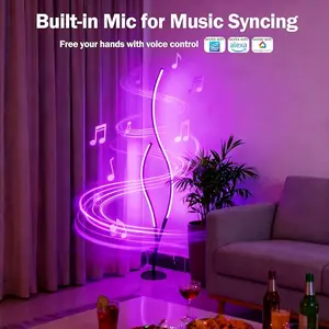 RGB Floor Lamp with Music Sync, Smart LED Floor Lamp Works with Alexa Google Home, Dimmable Color Changing Standing Lamp for Living Room Bedroom Gaming Room Decor