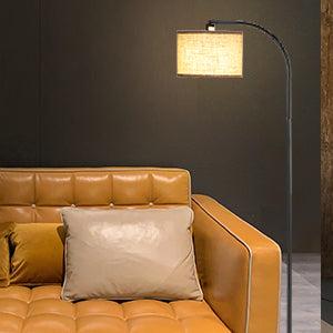 DEWENWILS Arched Floor Lamps with Adjustable Beige Line Lampshade, Standing Tall Arc Lamp for Living Room, Bedroom, Office, Simple Design Farmhouse Style (Black)-HLFL04E