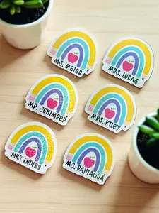 Personalized Teacher Stickers - Rainbow Design with Custom Names like Mrs. Lucas & Mr. Schimper - Unique Classroom Decor