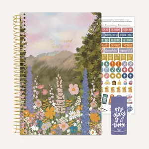 Bloom 2026 Soft Cover Planner 5.5" x 8.25" Wildflower Mountainside with Habit Tracking & Life-Coaching Pages for Year-Round Planning
