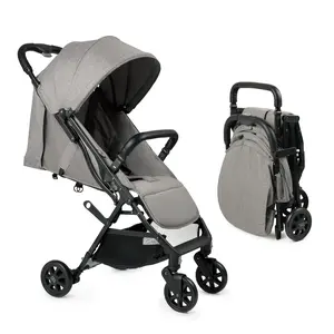 Unisex Compact Travel Stroller for 0-3 Years Babies & Toddlers - Smooth Fabric Pushchair with 1-Hand-Fold, Lightweight Design, Multi-Position Recline, Canopy, Large Storage Basket, Solid Plain Build