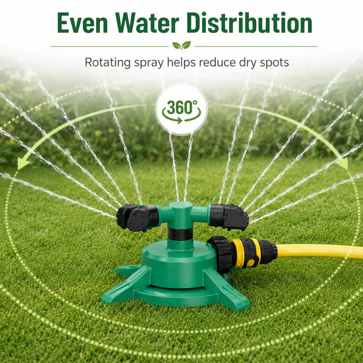 360 Degree Rotating Garden Sprinkler, Plastic Lawn Water Sprinkler with Adjustable Nozzles, Automatic Rotating Irrigation Sprinkler System for Yard, Lawn, Garden Grass Watering