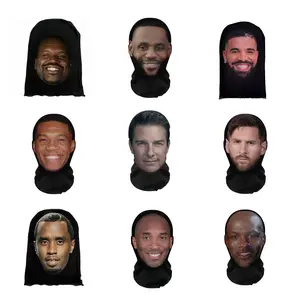 Funny Prank Mesh Full Face Mask – Printed Elastic Cosplay Hood, Hip Hop Costume Headwear, Star Design, Motorcycle & Protective Gear