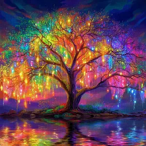 Dreamcatcher Cross Stitch Kit, 1 Set, Colorful Hand Embroidery Design, Home Wall Decor & Gift, Frameless, 14.17x14.17 Inches, Detailed Stitches