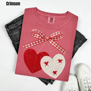 Crochet Cherry Hearts Comfort Colors T-Shirt 'CMNLB'