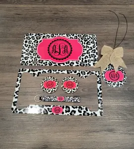 White and Gray Cheetah Leopard personalized monogram/name License Plate