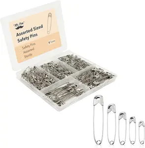Safety Pins 300 Pack - Assorted Safety Pins in Silver, Includes Small & Large Safety Pins for Clothes Sewing Supplies Crafts Sewing Tools