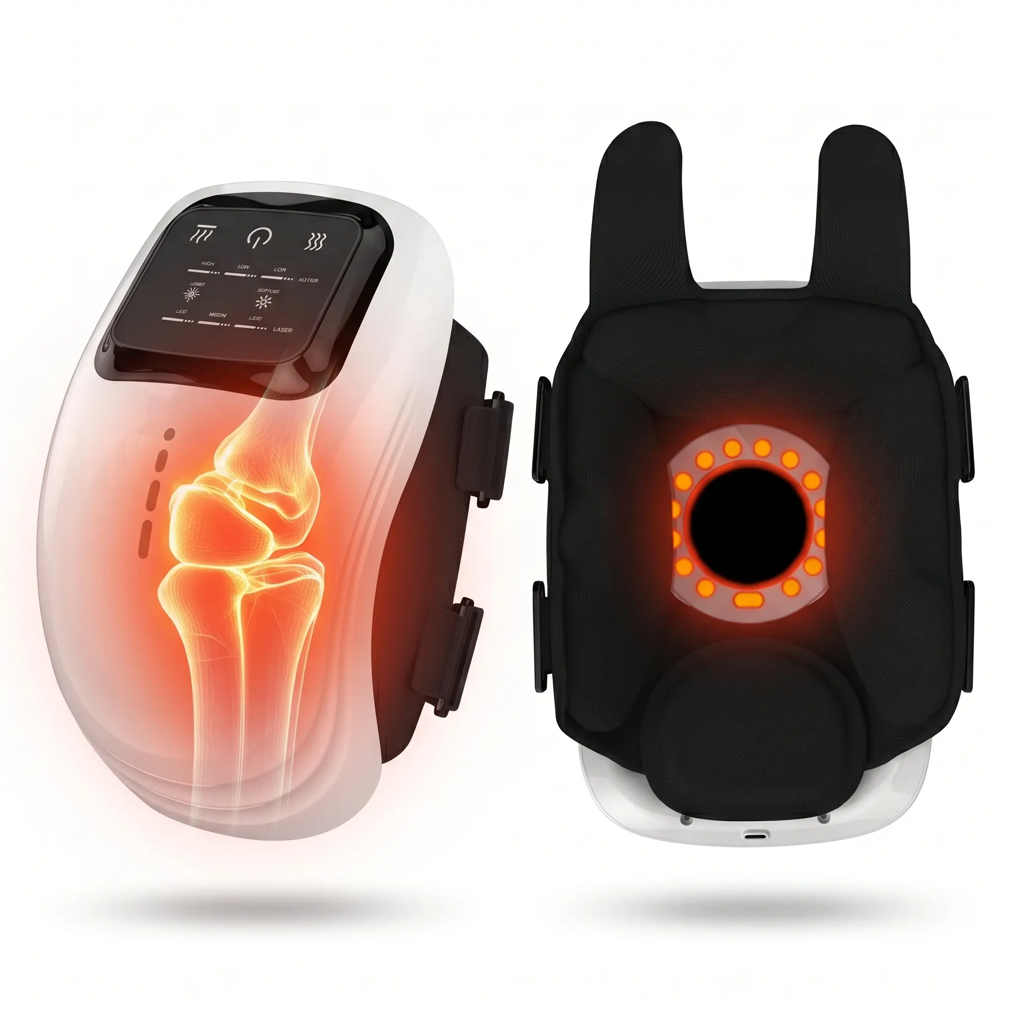 GlowLab Knee Massager Pro+ with Heating, Red Light Therapy, Adjustable Straps & Memory Function, 3 Modes with 3 Adjustable Levels for Tight Muscle & Joint Relaxation, Ideal Gift for Personal Care