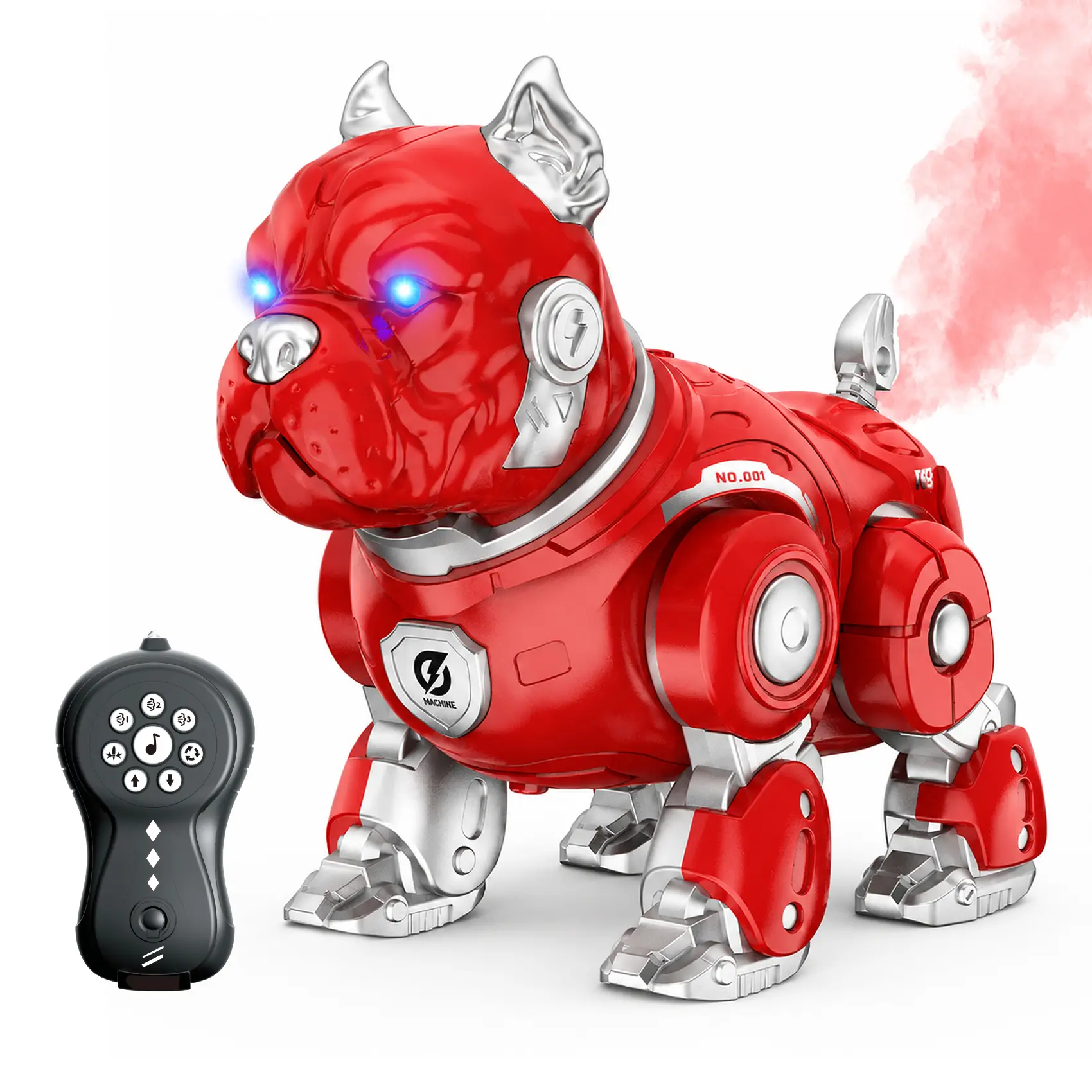 GAIETYDIY Remote Control Dog, Farting Spary Robot Bulldog for Kids, Red | Music & Dance & LED Light & Dog barking &Volume adjustment, Gift for Boys Girls Ages 3-10+, Funny Prank RC Puppy Pet Toy, ABS