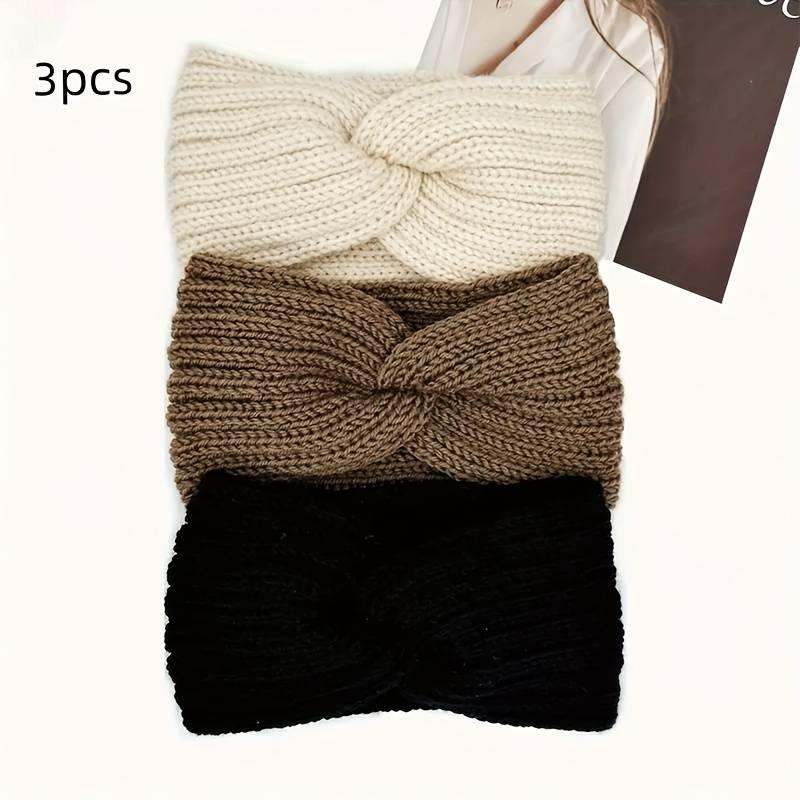 [Best Christmas Gift]  Triple KnotWarmth Ribbed Knit Headband Set-3pcs-4pcs (Classic Neutrals,)
