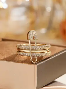 S925 Sterling Silver Paper Clip Design Cuff Ring, Fashion Artificial Gemstone Decor Ring for Party, Daily Decor, Trendy All-match & Exquisite Jewelry for Birthday Gift, Statement Ring