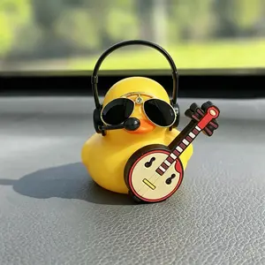1pc Cool Music Duck Car Dashboard Ornament, Car Interior Decorative Rubber Duck with Headphones Sunglasses and musical instrument, Funny Dashboard Decor for Car Interior, Car Interior Decoration, Unique Gift for Music Lovers & Drivers