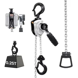 VEVOR Manual Lever Chain Hoist, 1/4T 550LBS Capacity Heavy Duty Come Along, 5FT Lift G80 Alloy Steel Chain With Dual Pawl Mechanical Brake,360°Rotating Hooks, for Warehouse Construction Garage