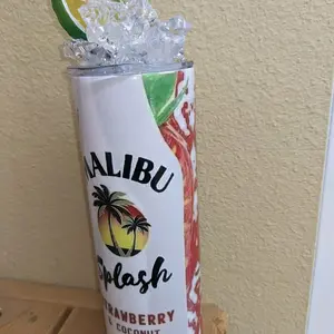 Malibu Splash with ice and a lime topper 20oz sublimation tumbler