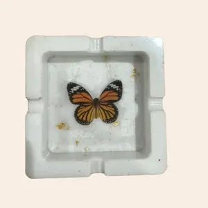 Handmade Square Epoxy Resin Ashtray - Durable Design for Versatile Use Lighter Marble