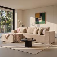 106" Beige L Shaped Sofa, Left Chaise