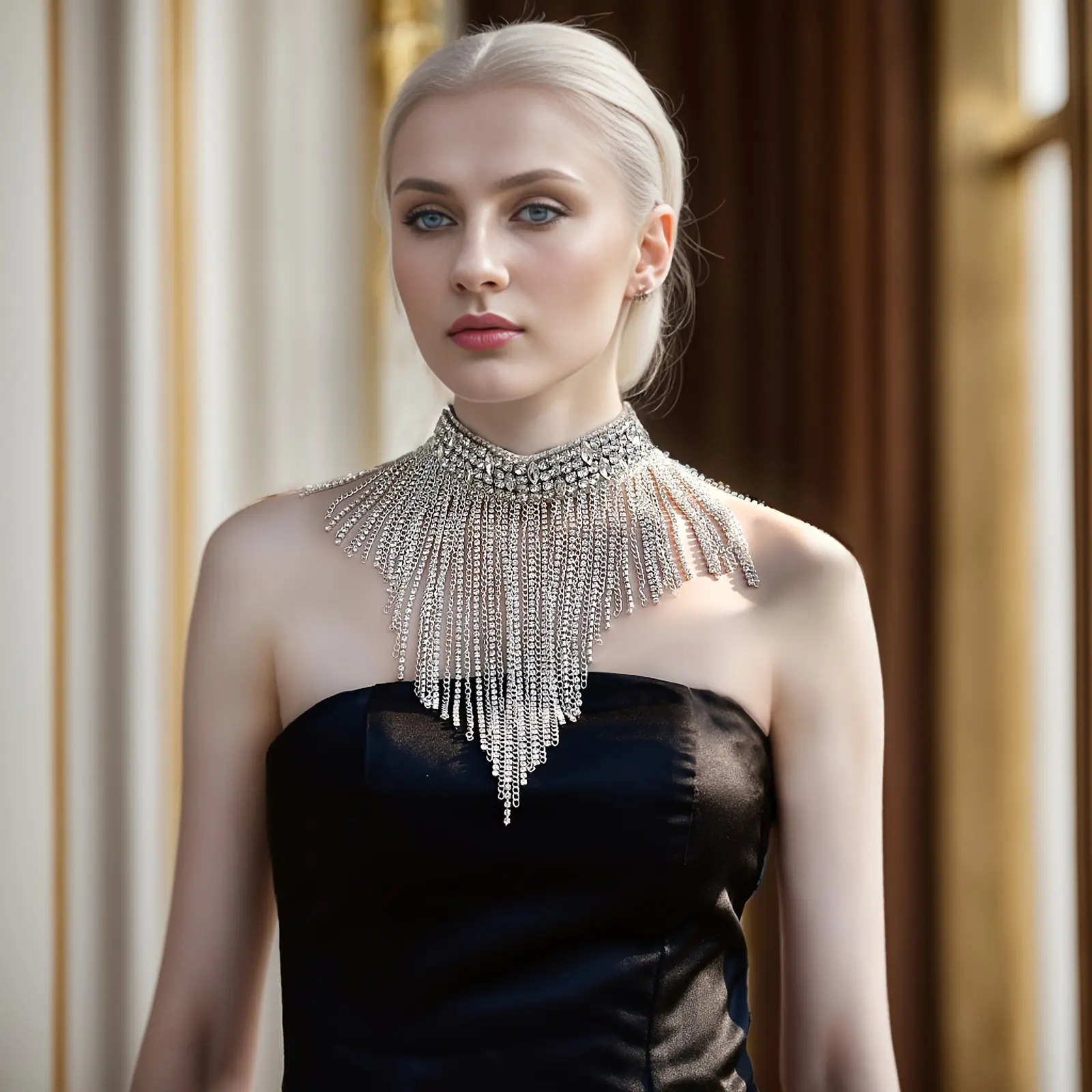 Sparkle Fringe Body Chain, Sexy Alloy Shoulder Necklace for Women, Elegant Body Jewelry for Party & Wedding, Women's Fashion, Body Jewelry Set