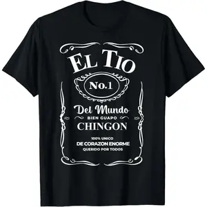 El Tio No.1 Mundo T-Shirt,High-quality print,Soft and comfortable,Simple and practical,Made in USA Tshirt Round Neck