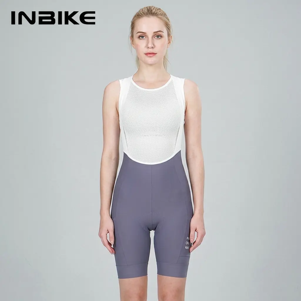 INBIKE Padded Cycling Bibs Women Bike Shorts with Pocket Biking Bibs for Spinning Road Bike MTB
