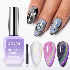 Gellen Cat Eye Gel Polish, 18ml – Magnetic Gel Polish Holographic Glitter Grey Color Nail Polish Gel for Nail Art Manicure DIY at Home