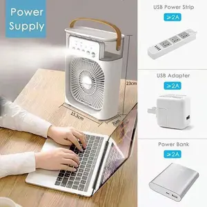 New 3 In 1 Fan AIr Conditioner Household Mini Air Cooler LED Night Light Portable Humidifier Air Adjustment Fan Office Home Fan cooling multifunctional rechargeable usb