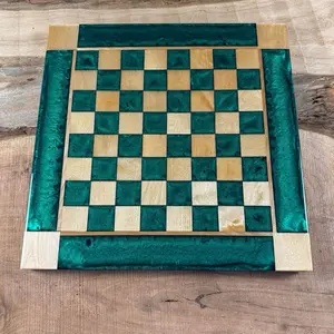 Emerald Green Maple Wood Chess Board (INCLUDES PIECES)