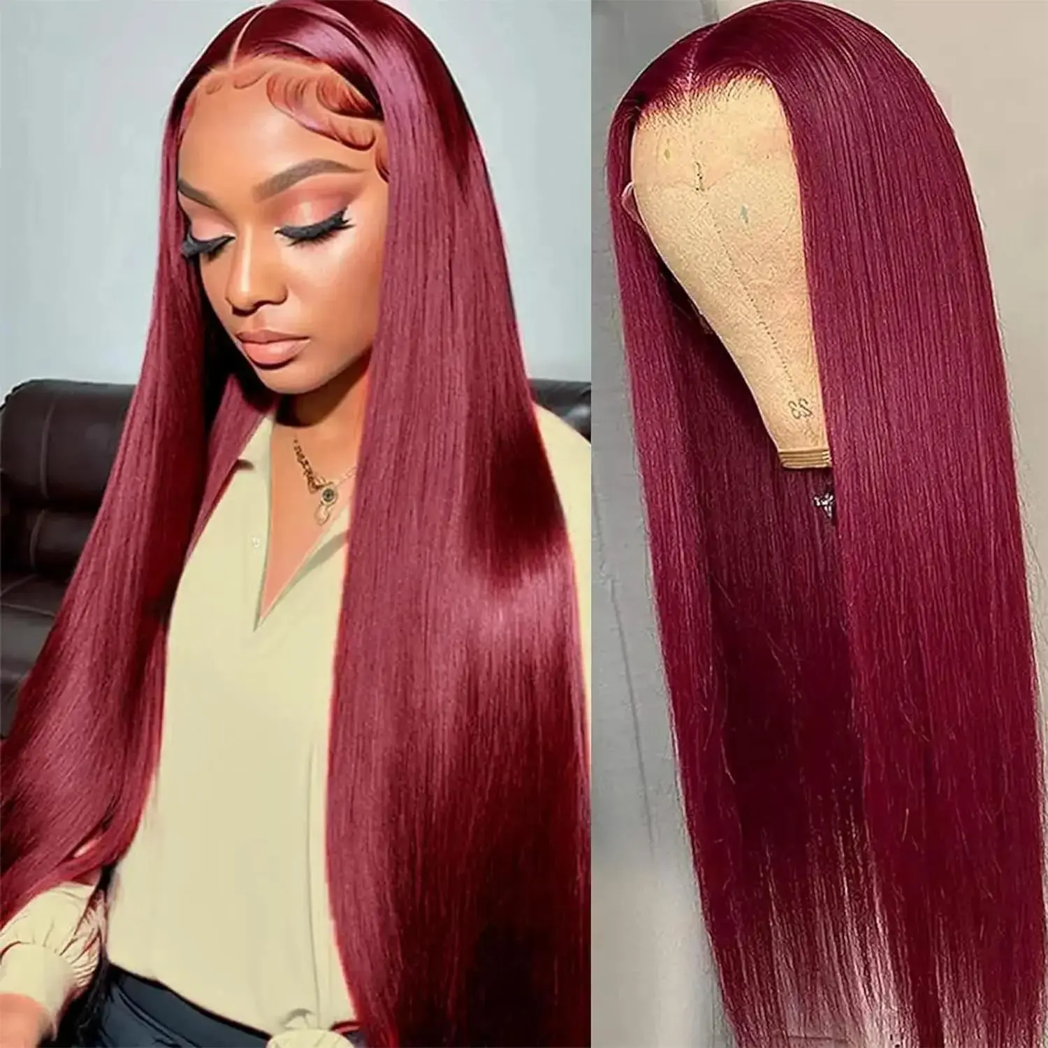 [ Only Live ] Dachic 99J Burgundy 13x6 HD Lace Frontal Ginger Blonde Colored Human Hair Lace Front Wigs 180% Density 613 Blonde Wigs Straight Hot Red Color Human Hair Wigs P4/27 Highlight Wig