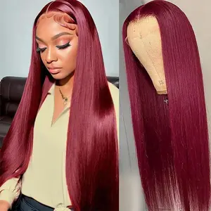 [ Only Live ] Dachic 99J Burgundy 13x6 HD Lace Frontal Ginger Blonde Colored Human Hair Lace Front Wigs 180% Density 613 Blonde Wigs Straight Hot Red Color Human Hair Wigs P4/27 Highlight Wig