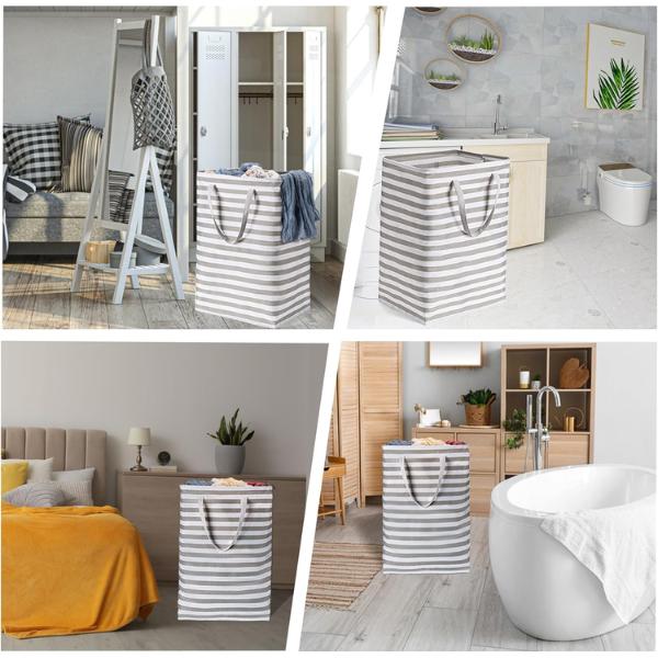 Large Laundry Basket 2-Pack Waterproof Freestanding Collapsible Clothes Basket 75L in Laundry Room Bathroom Bedroom Dorm