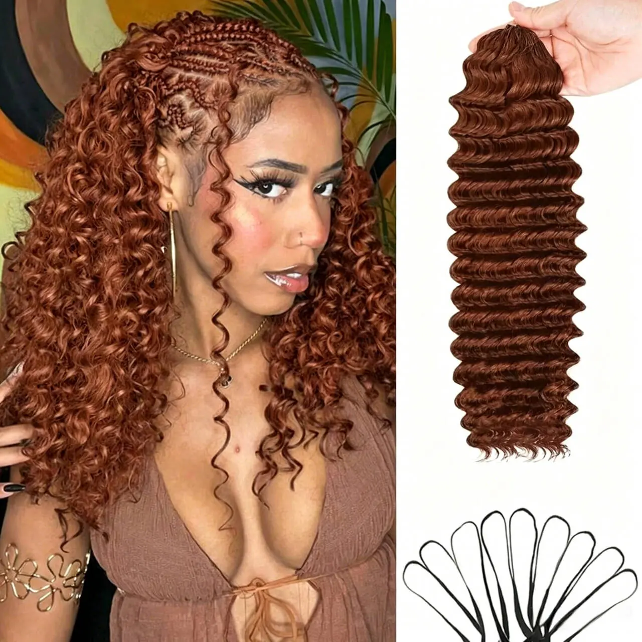 33#Deep Wave Crochet Feather
