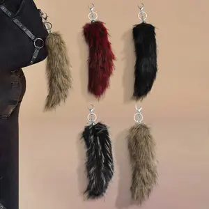 1 piece retro, stylish, sweet yet cool, unique multicolor gradient faux plush fox with curved tail; DIY keychain/bag charm; suitable for women’s everyday wear; ideal holiday gift