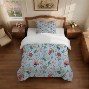 Vintage Floral Comforter Set, 2/3 Pieces Quilted Bedding Set (1 Comforter + 1/2 Pillowcases, No Pillow Insert Included), Vintage Floral Print, Ideal for Teens and Adults Bedroom Decor, Thoughtful Gift for Women