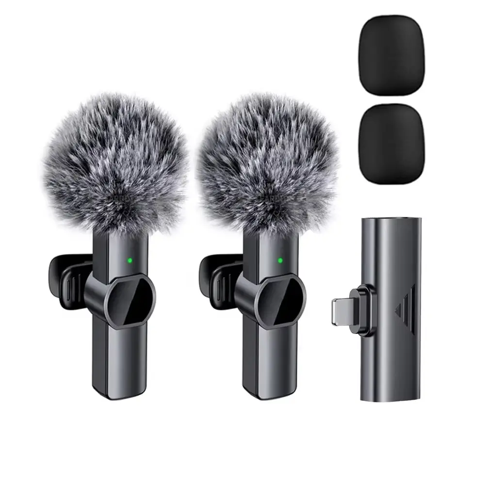 Wireless Lavalier Microphone Rechargeable Lapel Mic Portable Compact Noise Reduction Mini Microphone Audio Video Live Interview Recording USB Rechargeable Mic