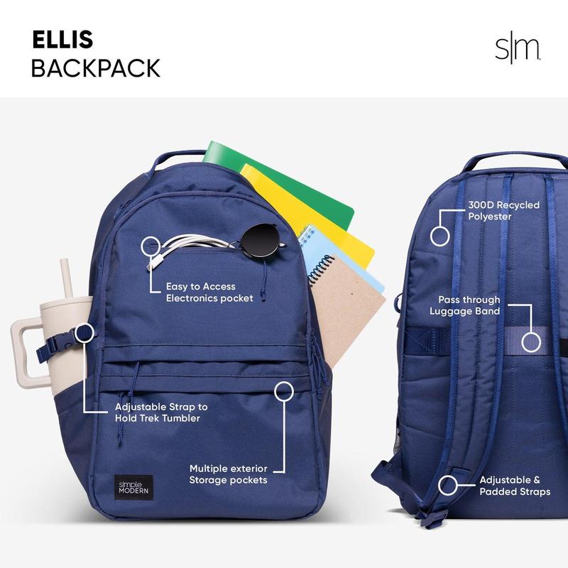 Simple Modern 25L Ellis Backpack with Water Bottle Pockets and Laptop Sleeve for Kids, School, Travel