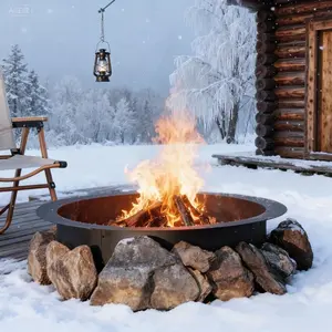 Garvee Smokeless Fire Pit Ring, Fire Pit for Outdoor, Round Fire Bowl Garden, DIY Fire Ring for Campfire for Wood Burning, Over or in the Ground, Carbon Steel