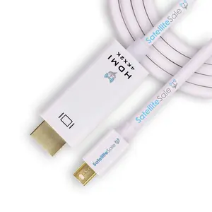 SatelliteSale Uni-Directional Mini DisplayPort to HDMI Cable Male to Male 4K/60Hz 8.64Gbps Universal Wire PVC White Cord 15 feet