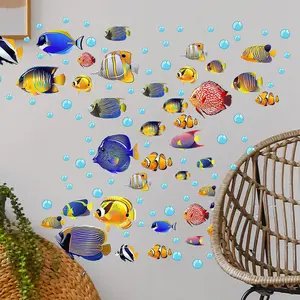 Colorful Tropical Fish Decorative Wall Sticker, Ocean Animal Wallpaper Decal, Perfect for Bedroom, Game Room, Home Decor, Universal Use
