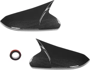 Compatible with 2016-2021 Honda Civic Side Ox Horn Mirror Cover Overlay,Carbon Fiber LH & RH Side Door Rearview Mirror Cap Trim for 10th Gen Civic,2019-2022 Insight, (1 Pair)