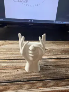 Abstract Hands Sculpture, Nordic Creative Human Face Art Decor, Instyle Desktop Organizer, Decorative Pot for Green Plants/Dried Flowers, Storage Cylinder, Human Face Candlestick, Vase, Ashtray