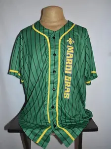 MARDI GRAS 2026 Graphic Baseball Jersey Shirt Green NWT