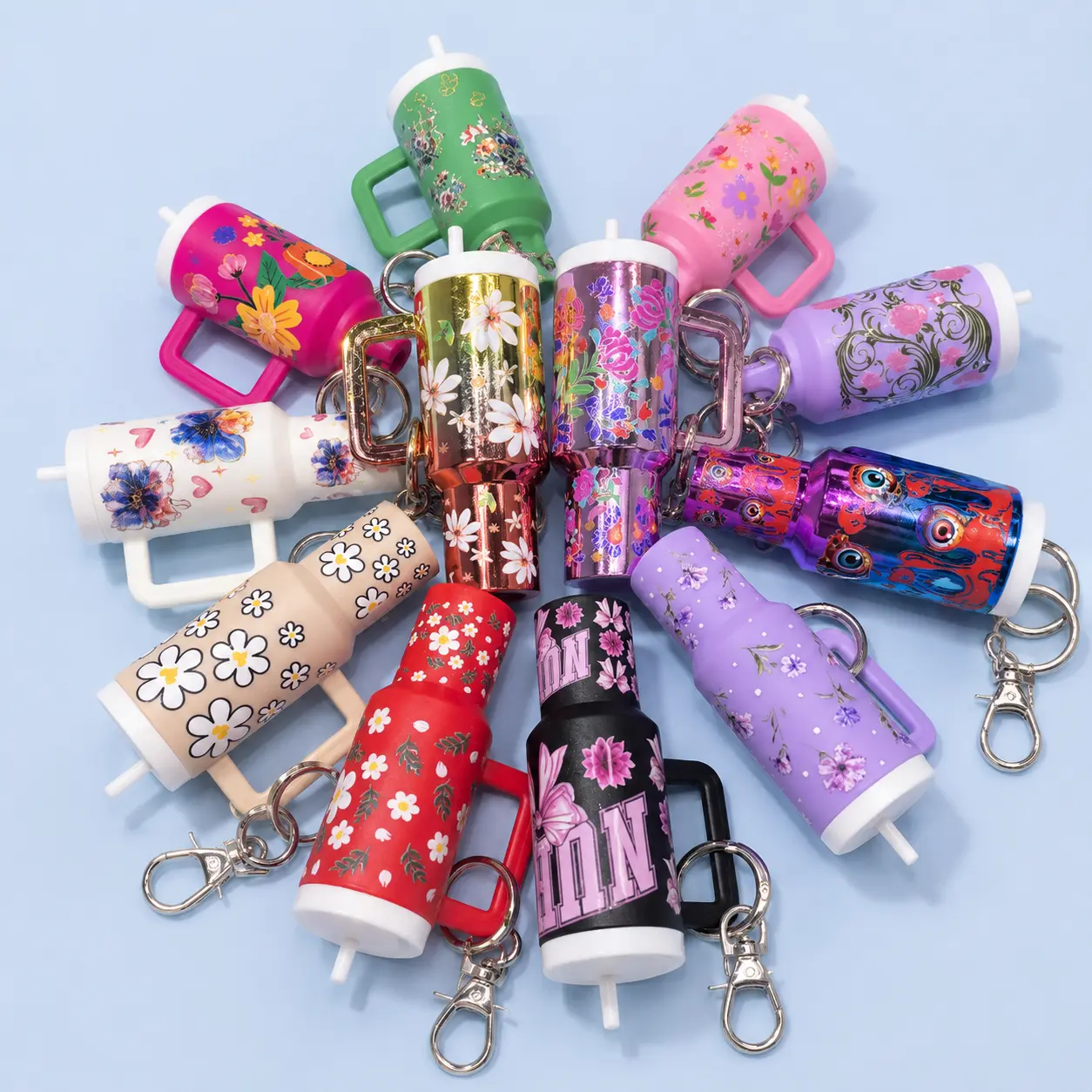 70pcs Mini Keychain Sticker Set for DIY Craft Contain Lipstick Coins summerwins Key Accessories
