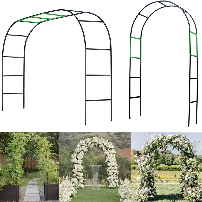 Elegant 4.6 Ft W x 7.9 Ft H Metal Frame Garden Arbor Pergola (2 Sizes, 1 Pack) - Pre-Drilled Setup, Easy Assembly, 4 lb Stable Upright Stand, Lightweight Climbing Plant Support, Outdoor Landscaping Decor