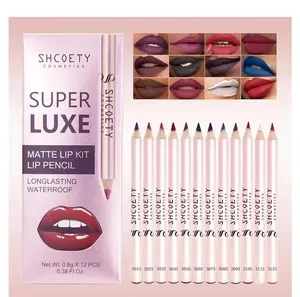 SHCOETY Super Luxe Matte Lip Kit 12 Piezas | Labial Delineador Impermeable, Alta Pigmentación & Duración Prolongada para Maquillaje Diario & Fiesta + Idea de Regalo | Perfect Gift
